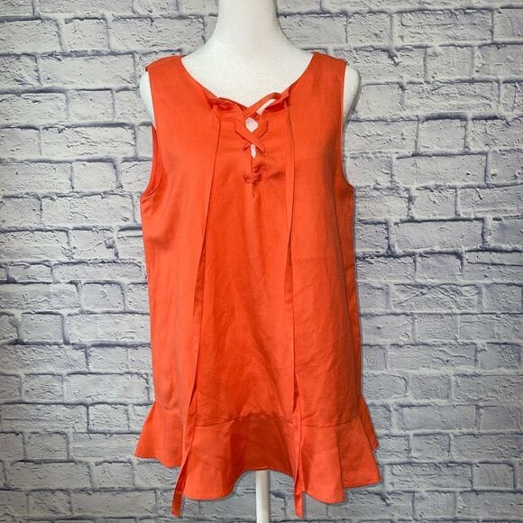 Ann Taylor linen sleeveless lace up peplum top NWT - Picture 2 of 12